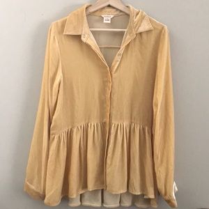 Button down velvet peplum top